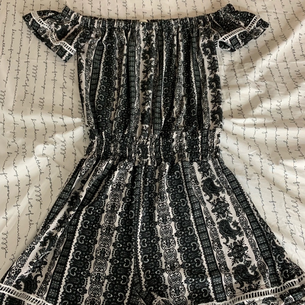 black and white romper